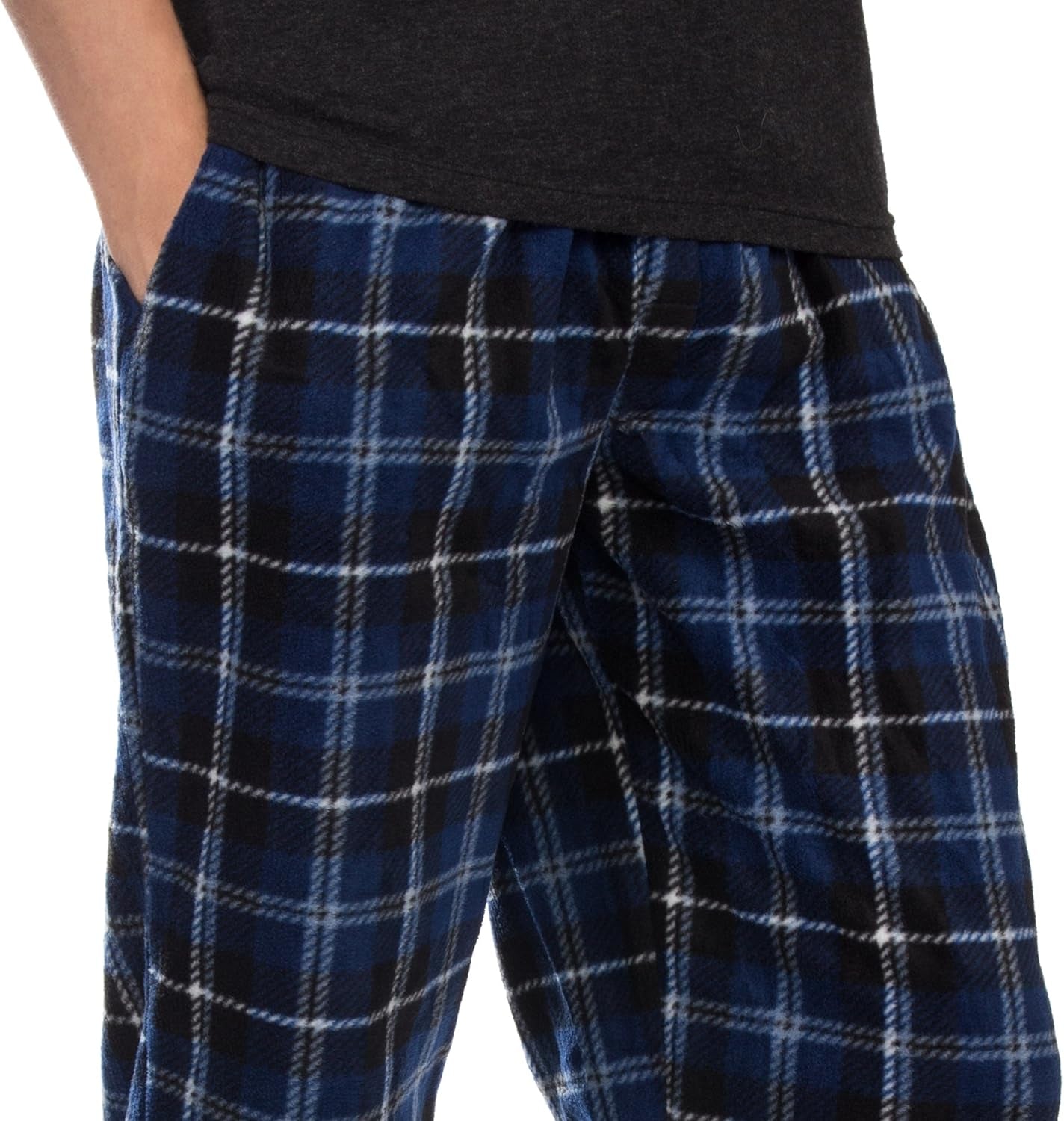 1Pack or 3Pack Mens PJ Pajama Pants Bottoms Fleece Lounge Pants Sleepwear Plaid Pjs with Pockets Microfleece