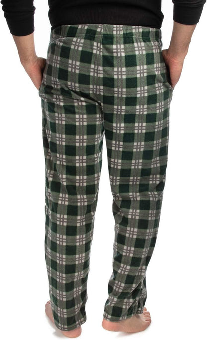 1Pack or 3Pack Mens PJ Pajama Pants Bottoms Fleece Lounge Pants Sleepwear Plaid Pjs with Pockets Microfleece